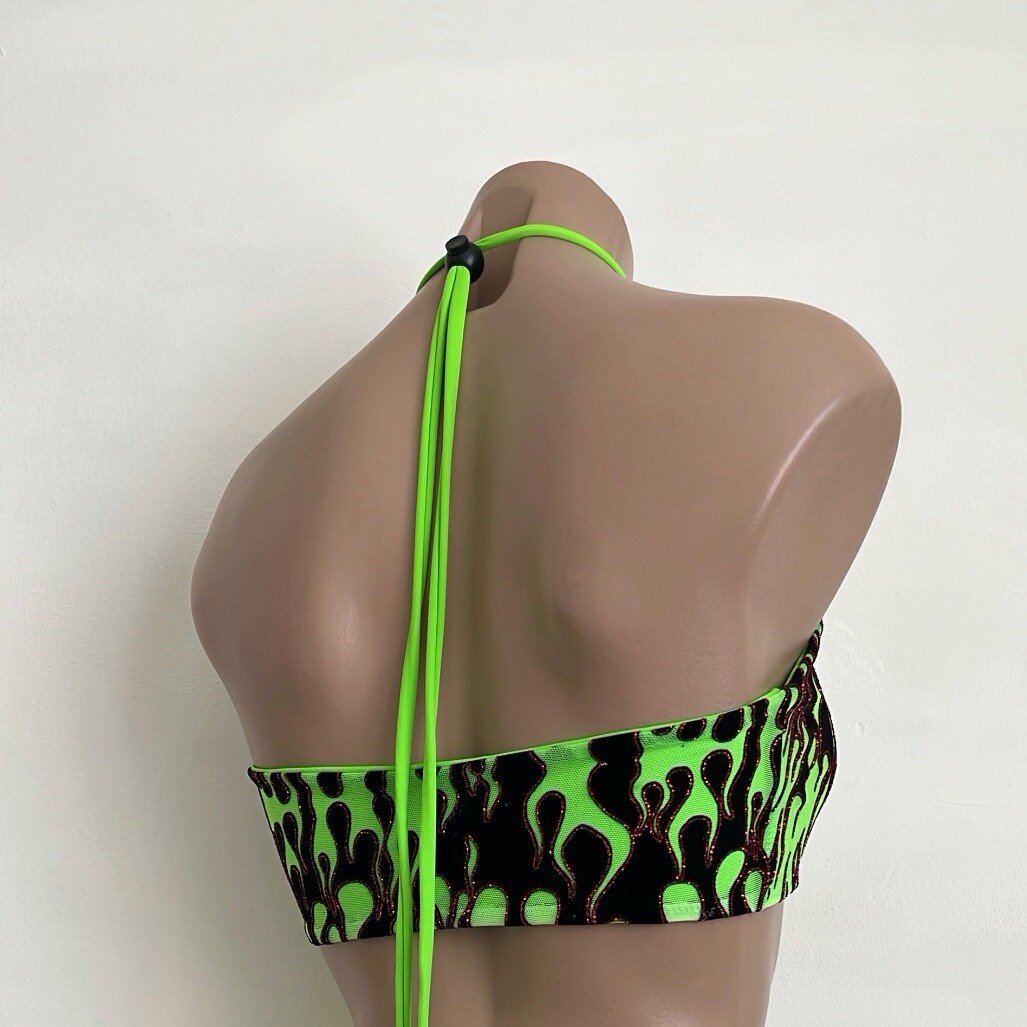 Schminke 🔥 Flames fire halter top dance wear mesh & spandex UV neon luminous