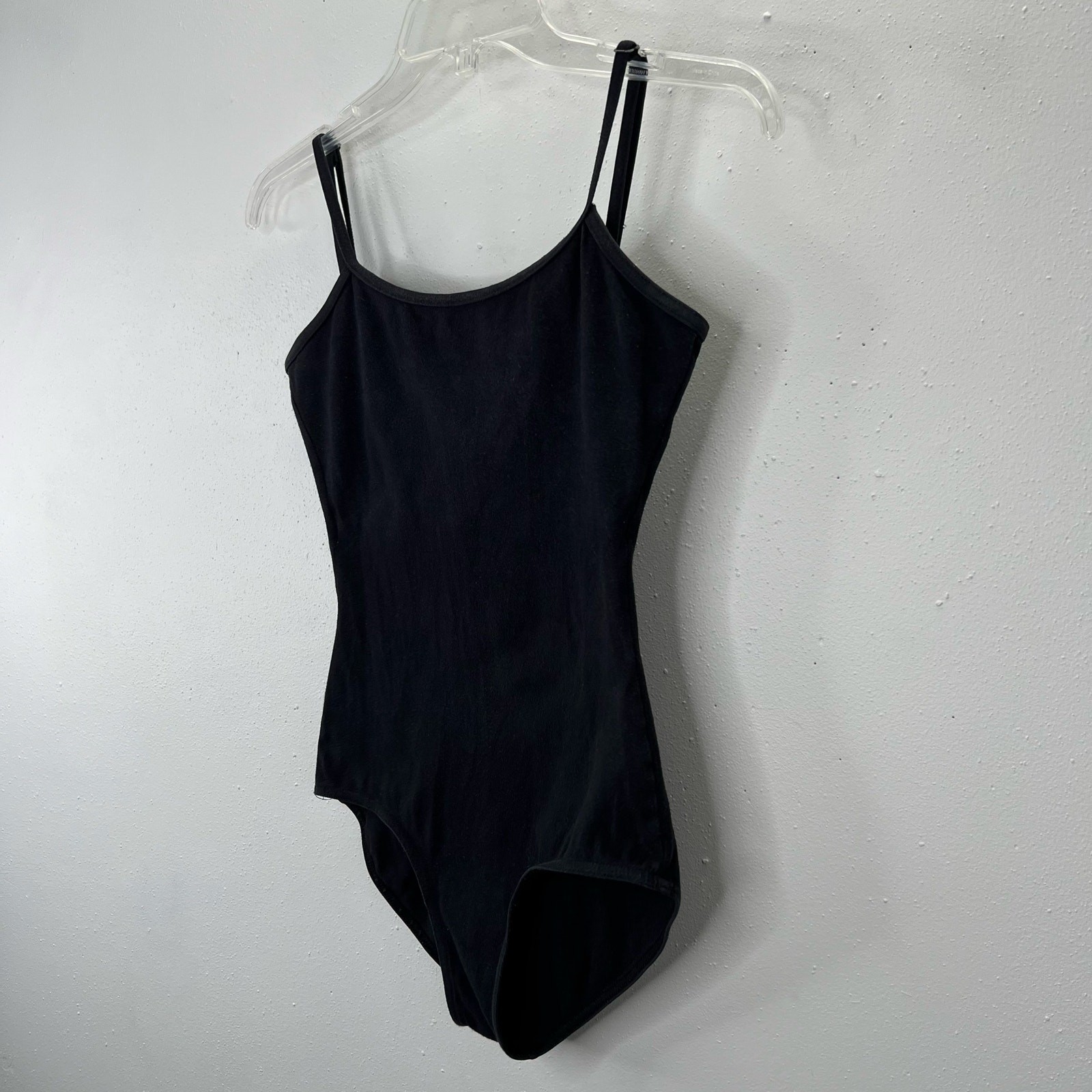 Theatrical Leotard S Women Black Spaghetti Strap Adjustable Stretch Cotton Dance