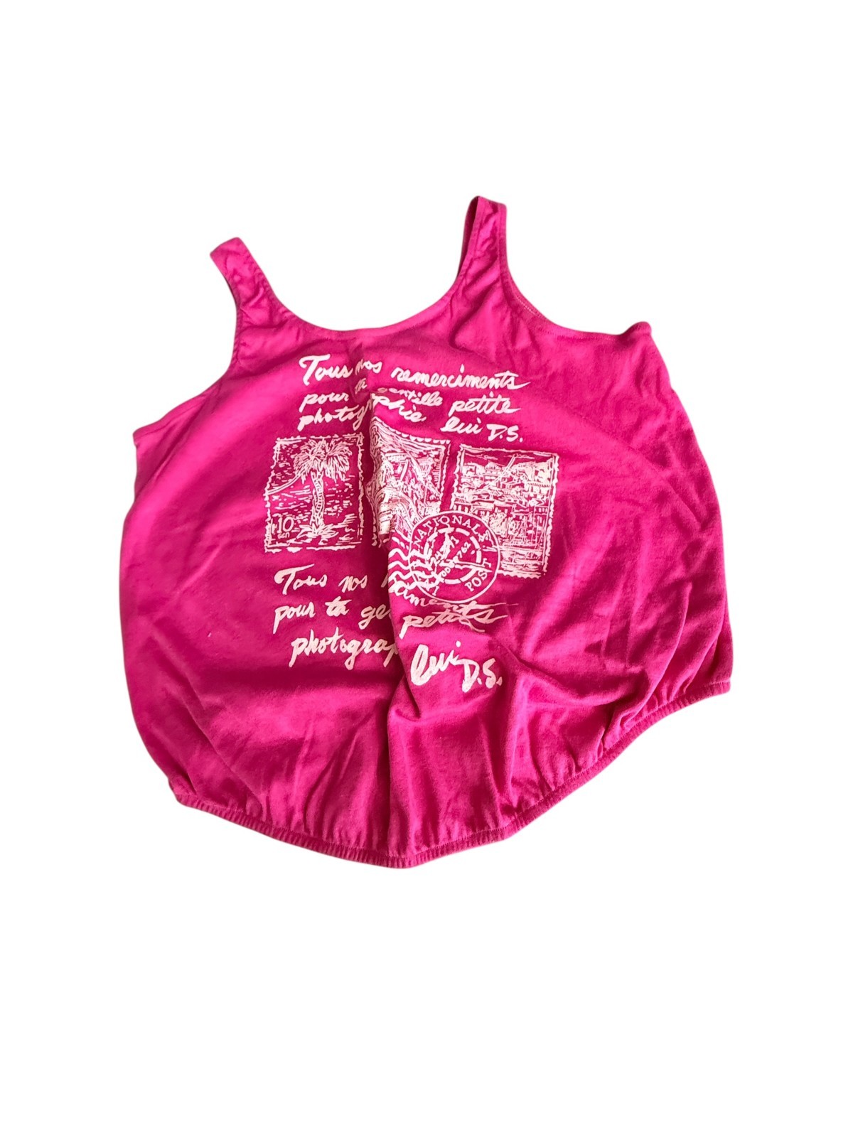 Vintage 80s 2-Piece Leotard & Graphic Crop Tank Set – Fuchsia Pink – Size M