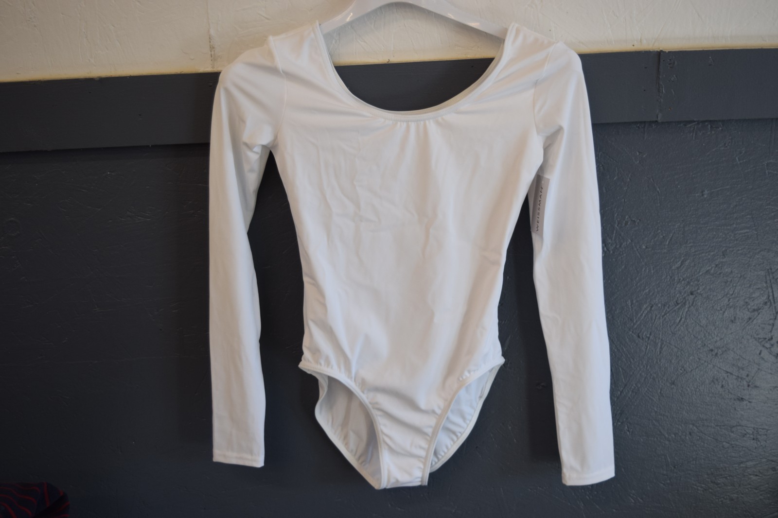 Weissman High Back Long Sleeve Leotard White AS Adult S
