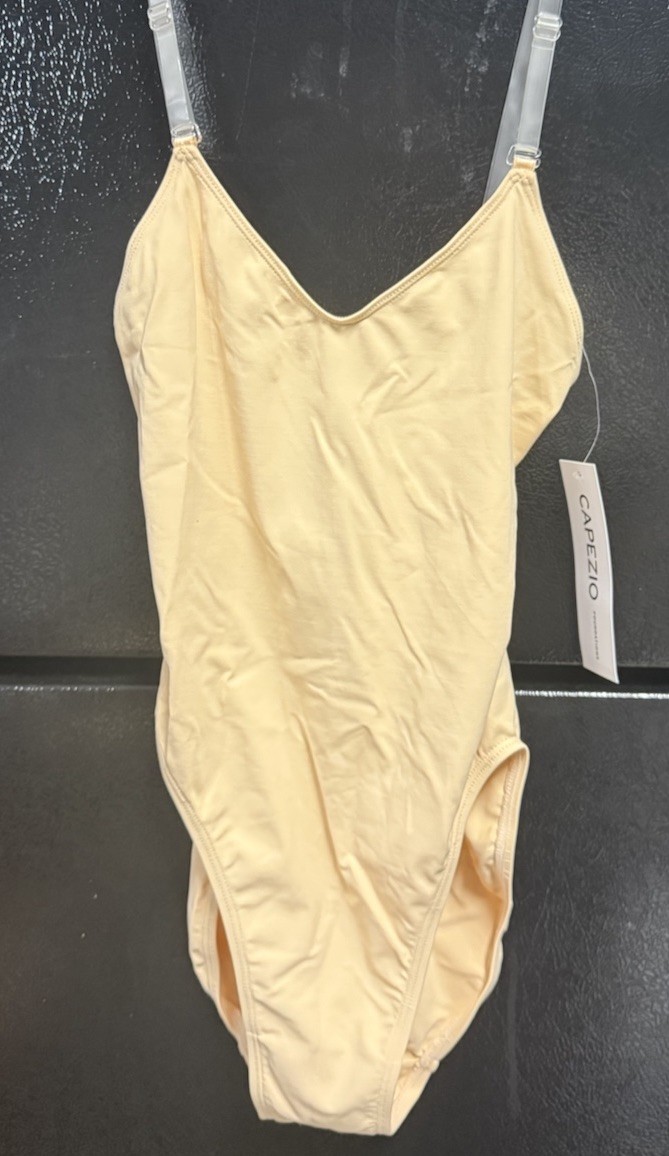 Capezio Women’s S Camisole Leotard with Clear Transition Straps, Nude NEW w/ Tag