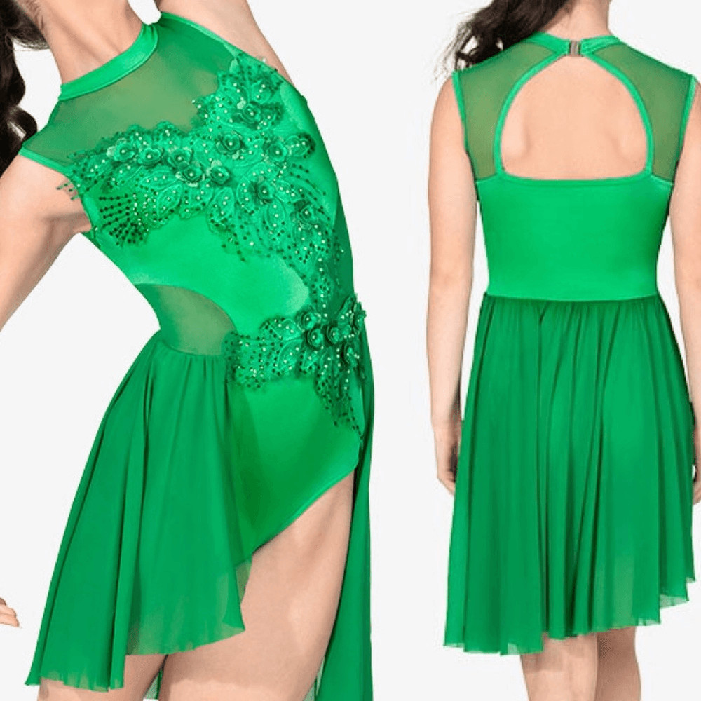 Elisse dance costume lyrical ballet green embellished Dress 36603 EL812 MA adult