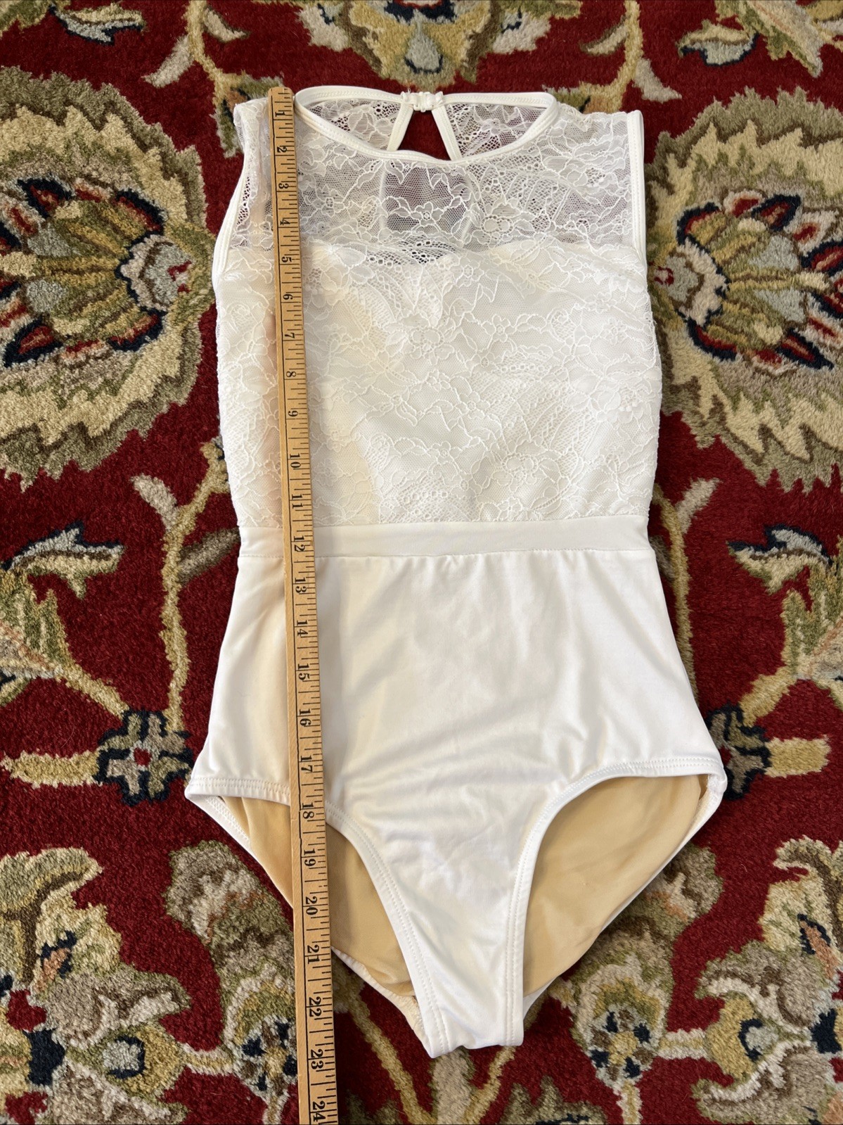 Suffolk Dance Wear Dancewear Small Adult White Lace Leotard Ballet Jazz Classic