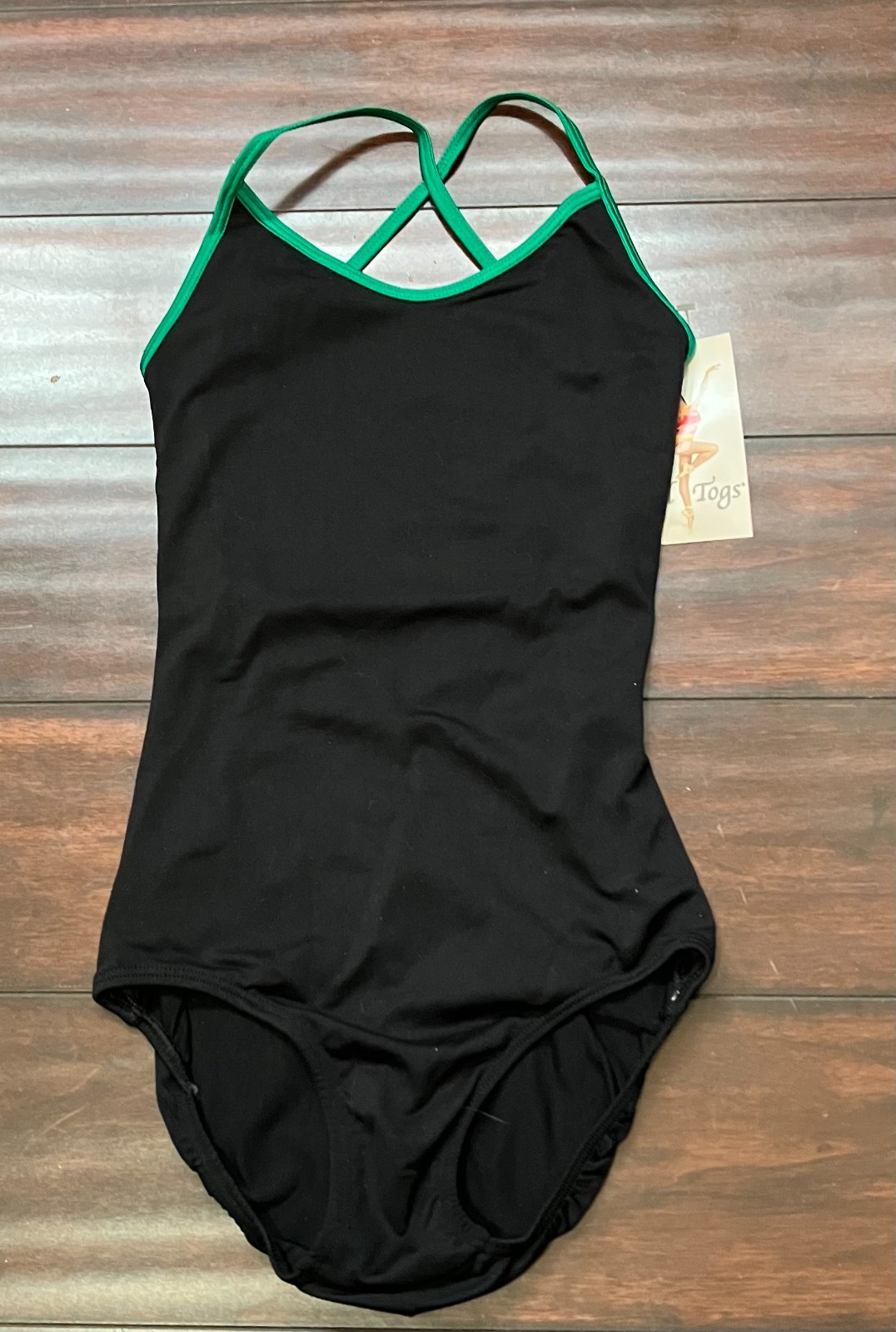 NWT Baltogs Small Adult Black w Green Trim Ballet Dance Leotard