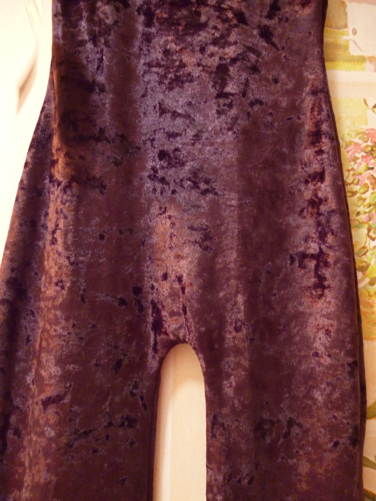 Chocolate Brown MD Crushed velvet Tank Unitard Leotard w/ legs lycra STRETCHY