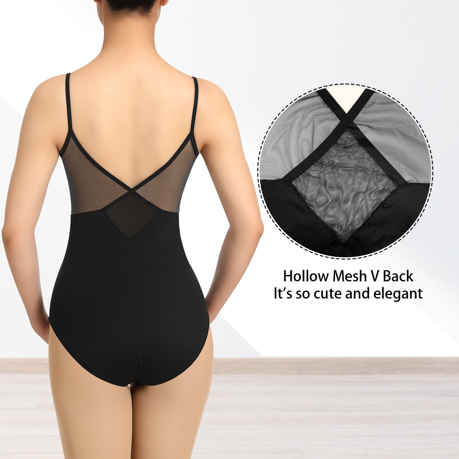 Tegmk Women Camisole Ballet Leotards for Dance Gymnastics Medium, Black