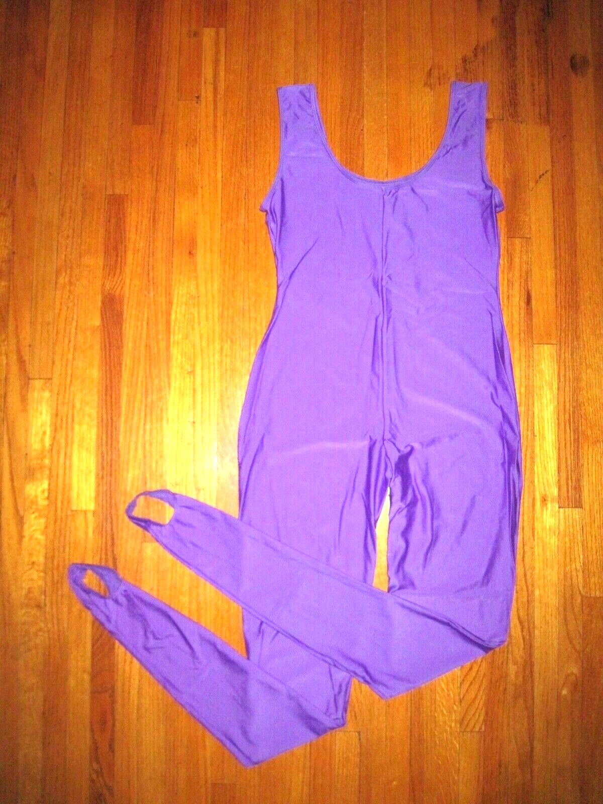 Plus Size Shiny Purple Tank Spandex Stirrup Foot Unitard Jumpsuit Sz 3XL-18 New