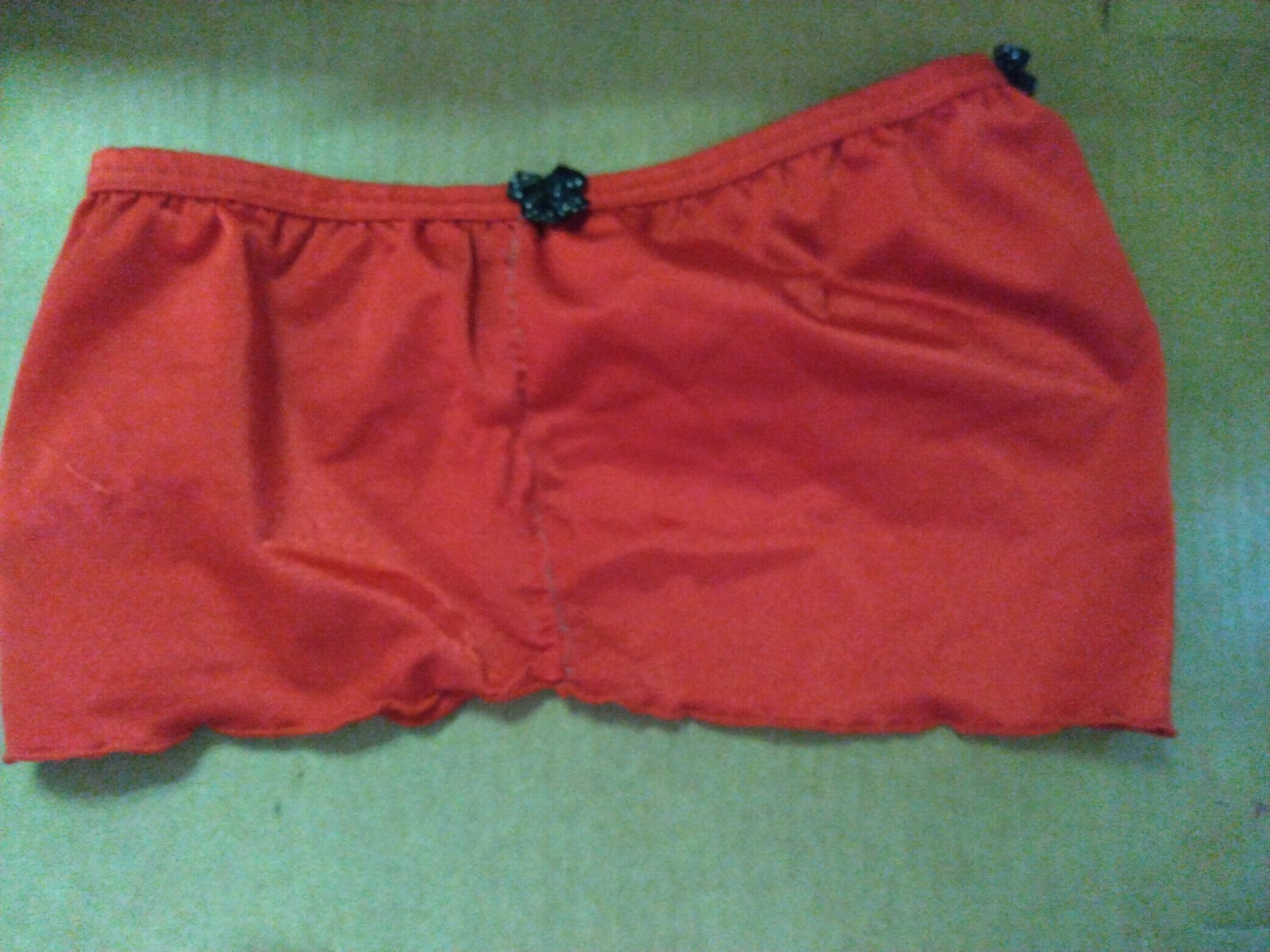 Red Tube Top Cropped Red W/Black & White Bows Club Dancewear Early 2000s S/P