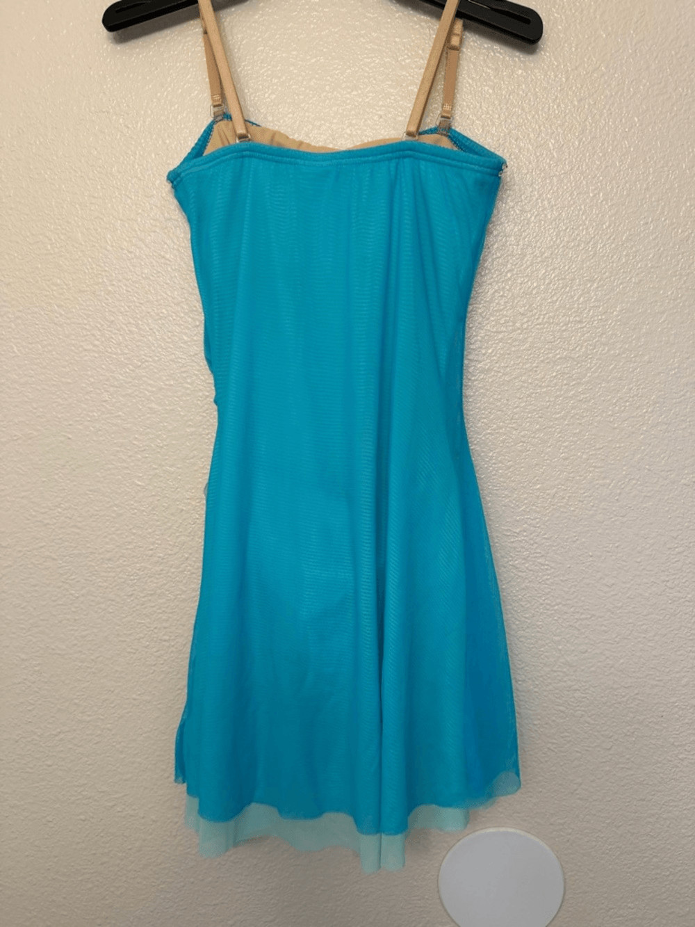 Aqua blue rhinestone custom mesh lyrical Dance costume dress Leotard SA adult