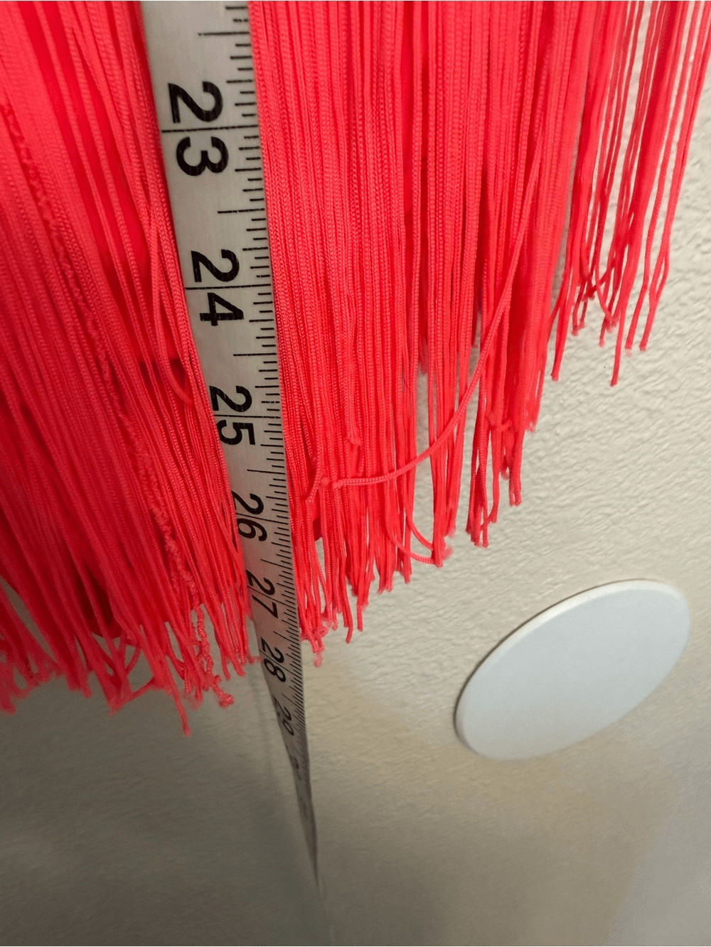 Glamour dance costume coral fringe gems rhinestone embellished SA-Small adult