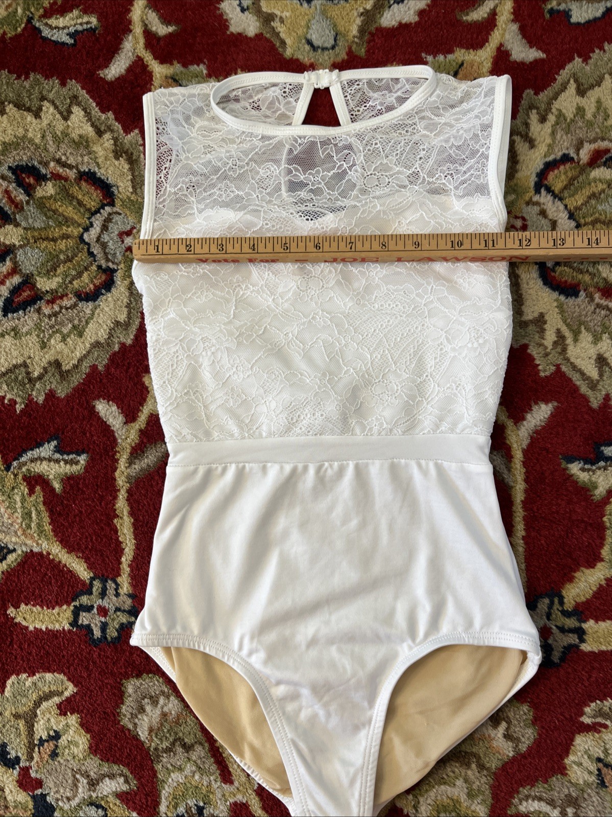 Suffolk Dance Wear Dancewear Small Adult White Lace Leotard Ballet Jazz Classic