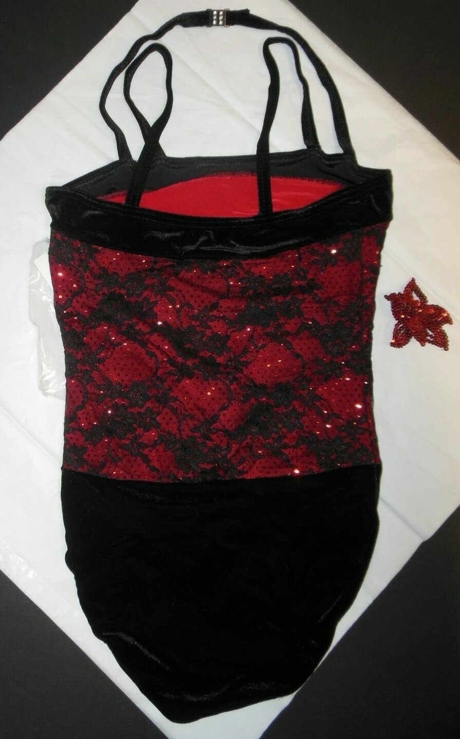 Lace over sequin Dance costume leotard Tap Jazz sparkle Velvet crisscross child