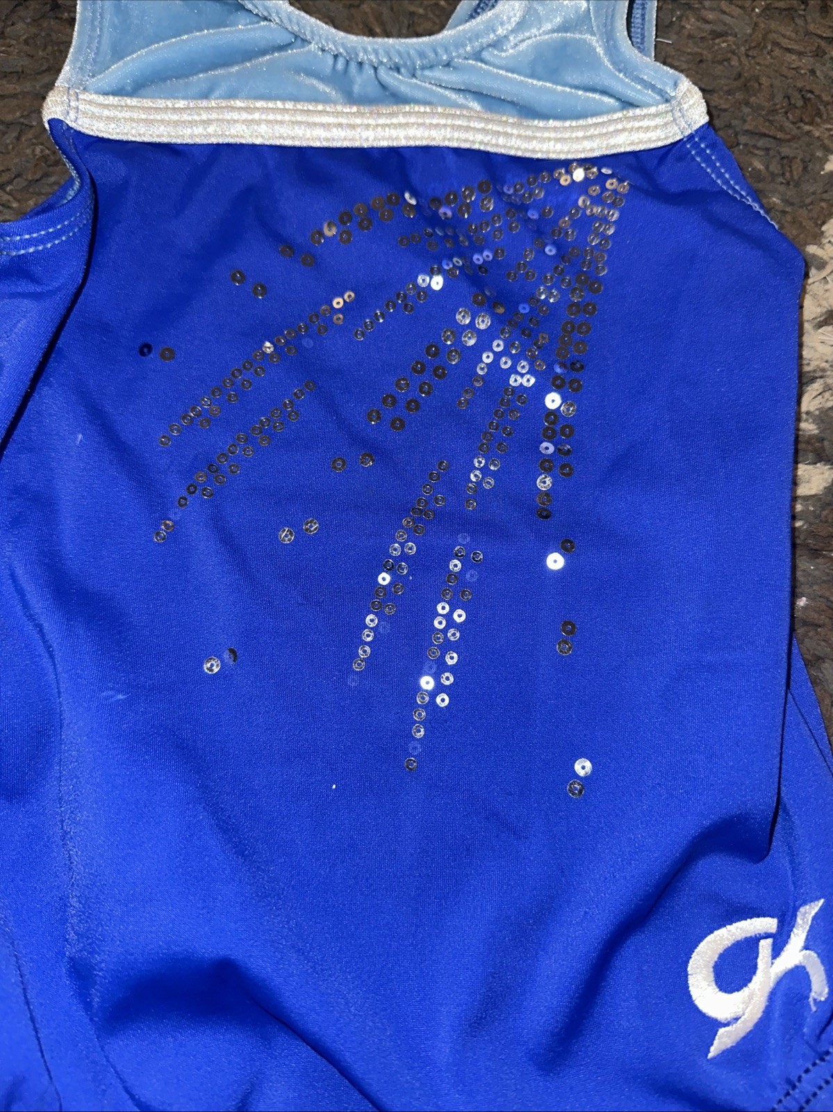 BEAUTFUL GK ELITE Gymnastics Dance Leotard Child Small Blue Teal SEQUINS