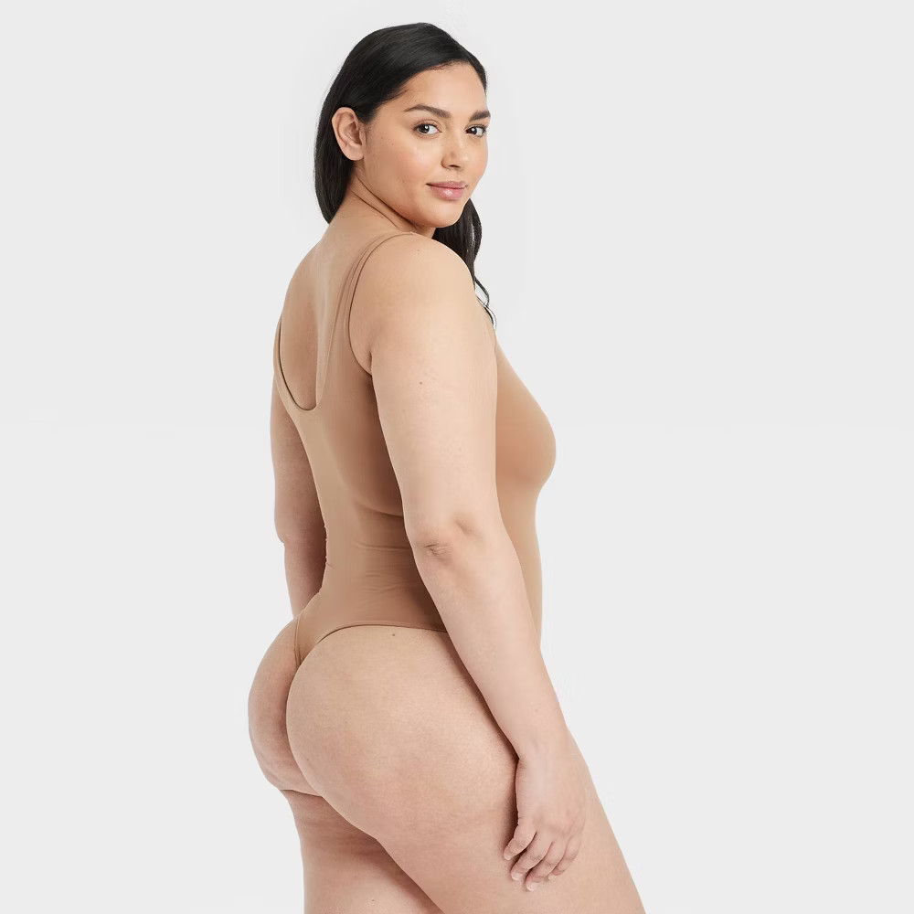 Women’s 4-Way Stretch Tank Bodysuit – Auden Brown S: Nylon Spandex Scoopneck