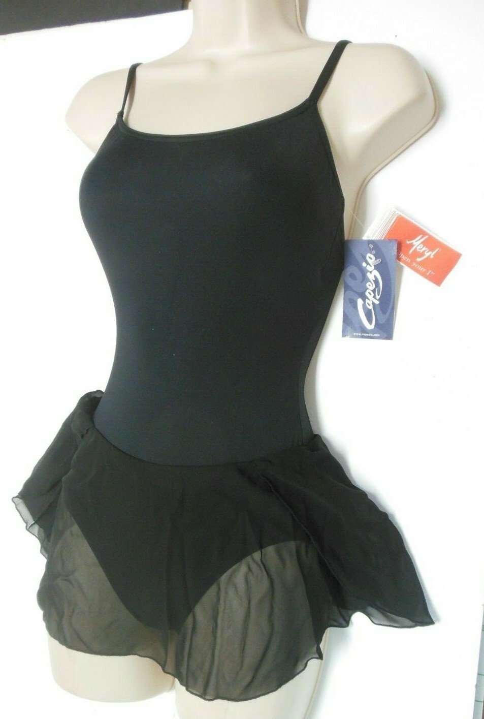 Black Capezio Ballet dress Meryl skirted leotard MC150 Camisole Adj strap