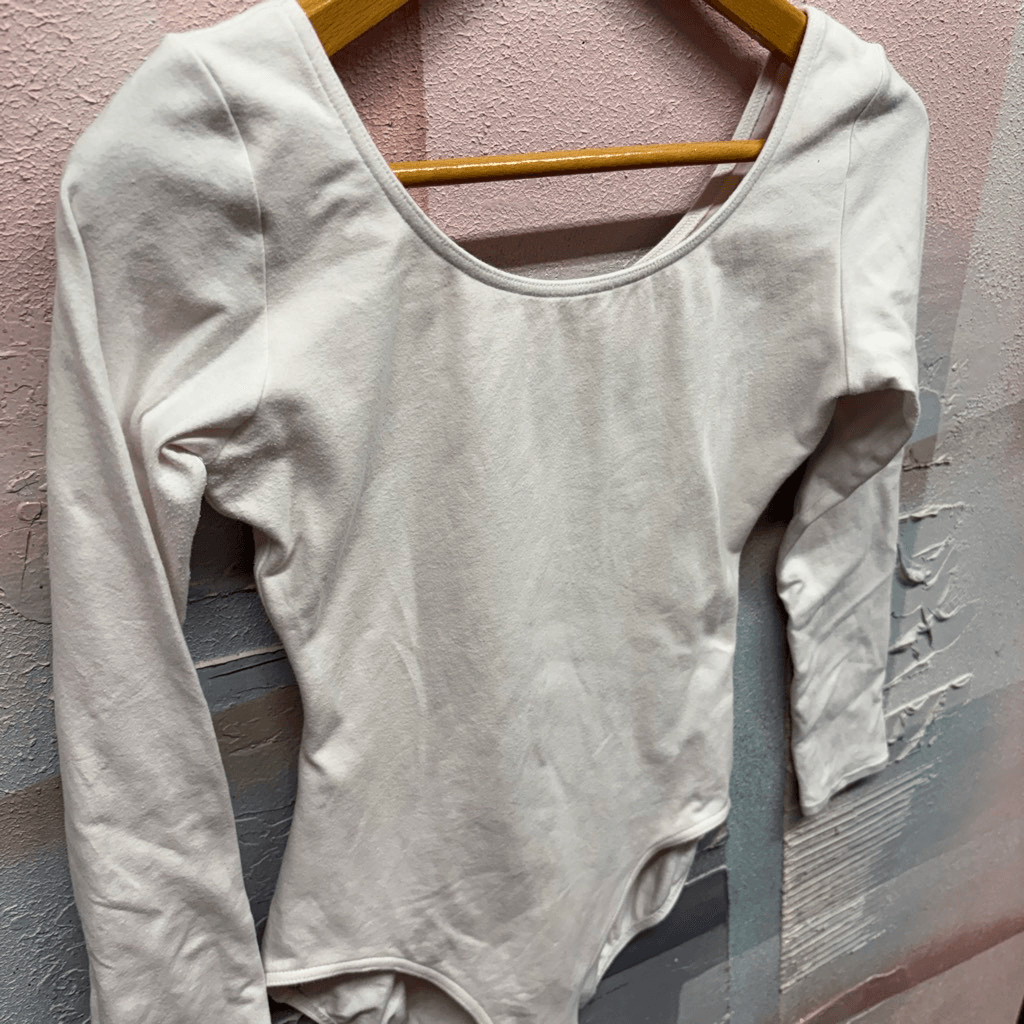 Capezio XL Cream Lined Scoop Neck Long Sleeve Classic Ballet Dance Leotard