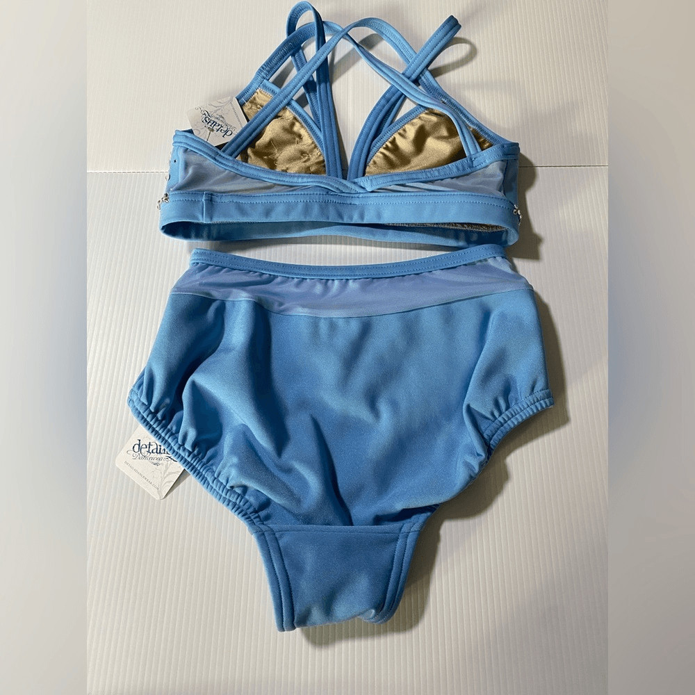 Custom solo dance convention contemporary costume 2 piece light blue MA adul NEW