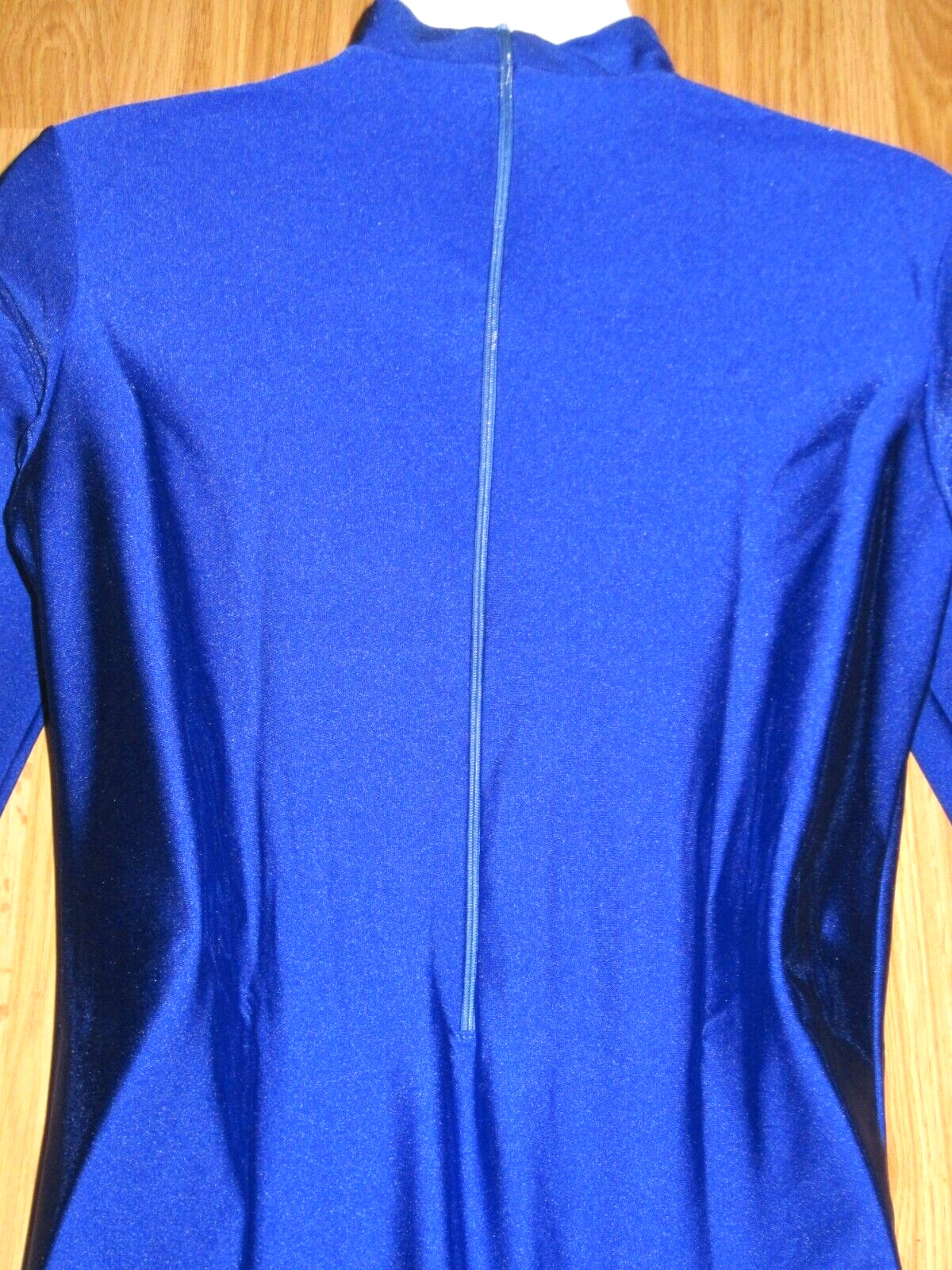 Plus Size Shiny Royal Blue Spandex Long Sleeve T-Neck Leotard Size XXL-2XL New