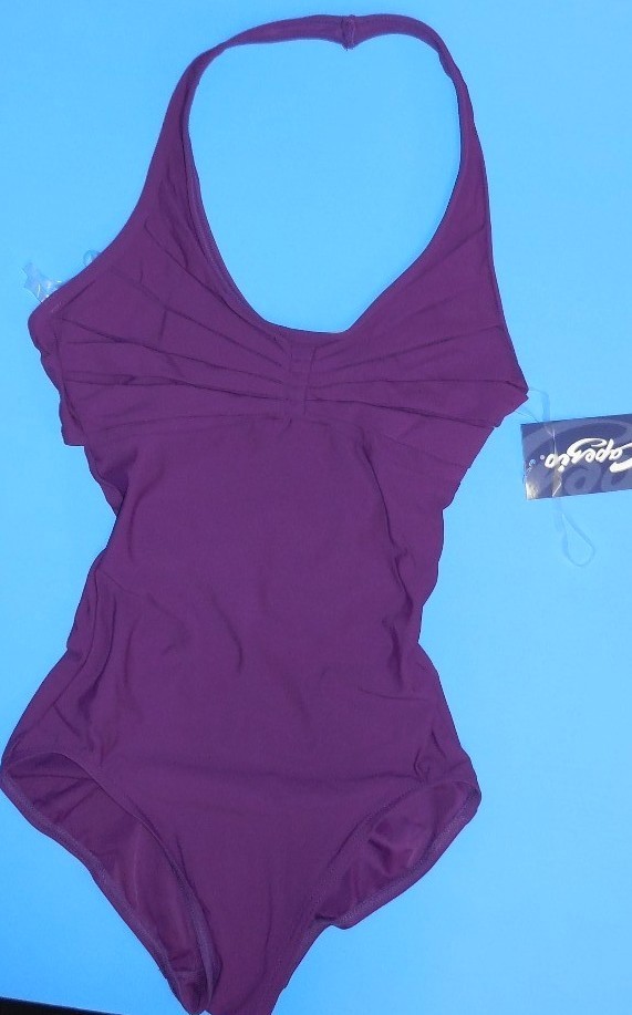 Capezio HALTER LEOTARD PLEATED FRONT Grape ADULT # 10190 DANCE BALLET ladies