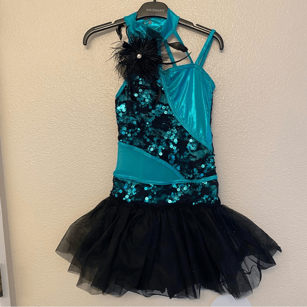 WEISSMAN Dance costume ballet feather aqua tutu U Got The Look 10488 adult SA