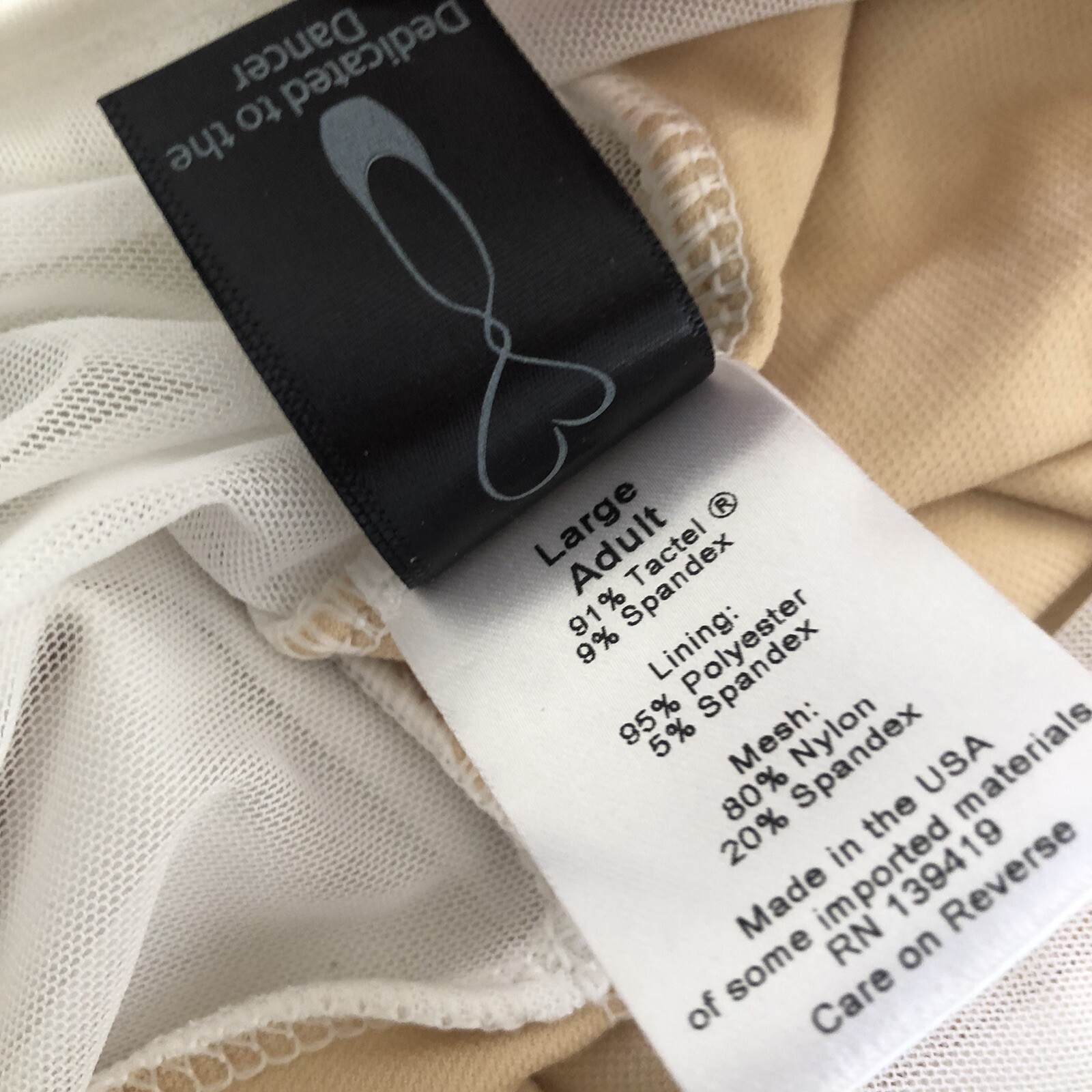 NWT Suffolk Dance Ballet Audrey Cap Sleeve Lace Leotard Large