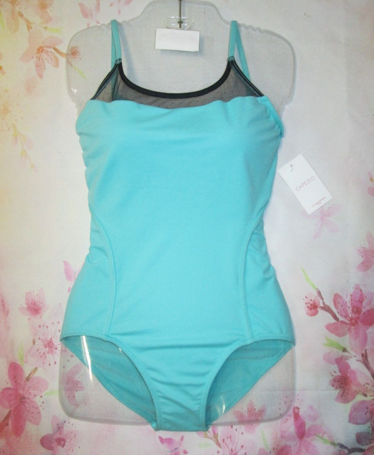 Capezio Leotard New Size MA Womens Dance Jazz M AM Green Black Mesh