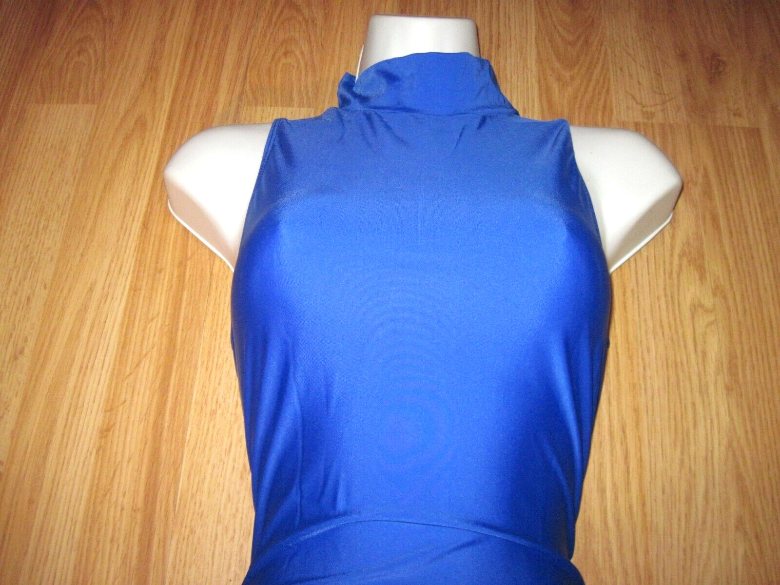 Plus Size Shiny Royal Blue Spandex Sleeveless T-Neck Leotard Size 3XL 18-20 New