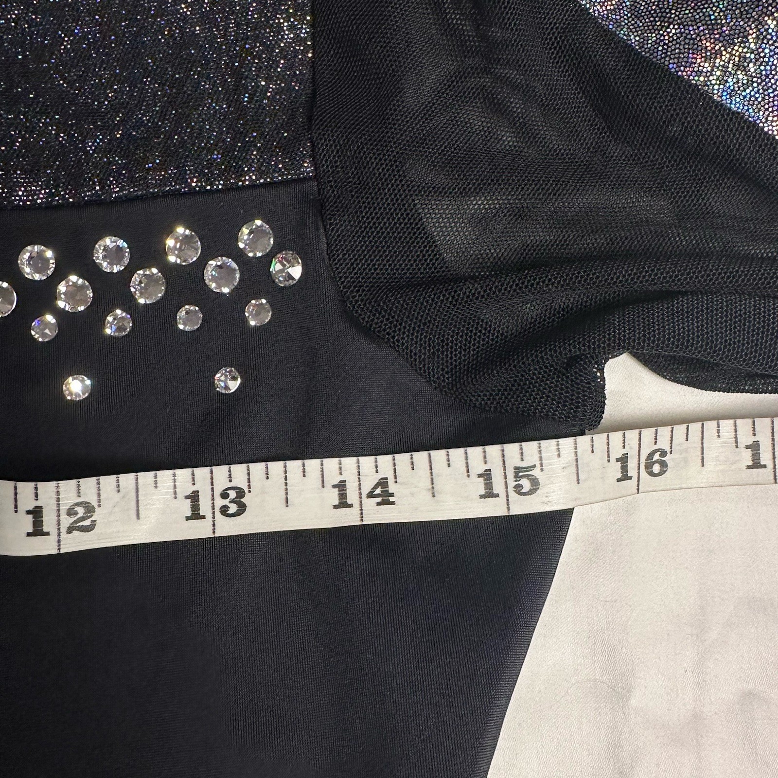 The Line Up Stilleto Rhinestone Embellished Black Unitard Dance Costume MA