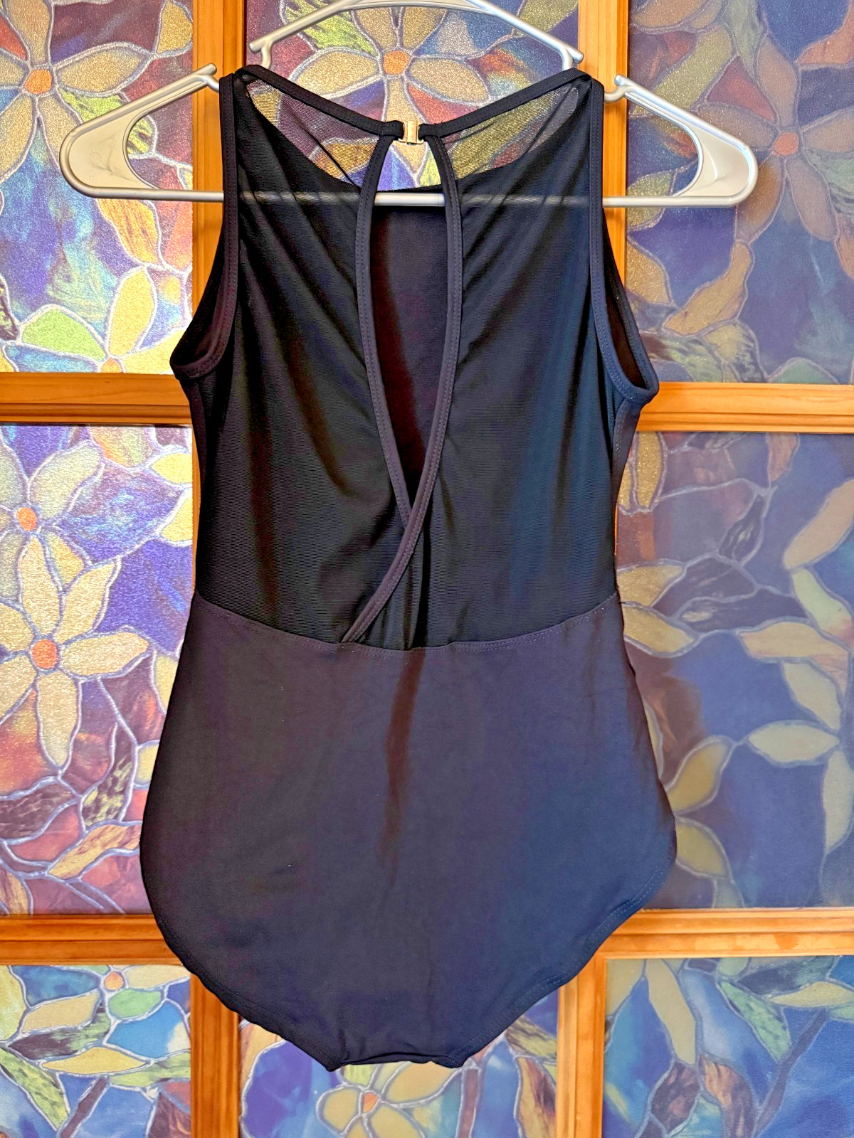 Suffolk Dance Wear Dancewear SMALL ADULT Black Leotard Mesh Wrap Back