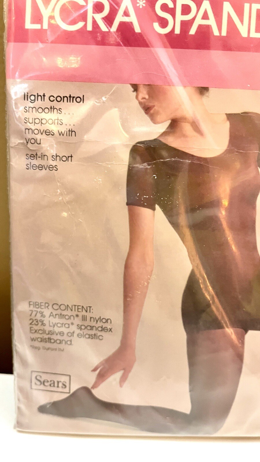 Sears Vtg Body Suite Leotard-NAVY BLUE Short Sleeve-Scoop Neck-Lycra Spandex-M