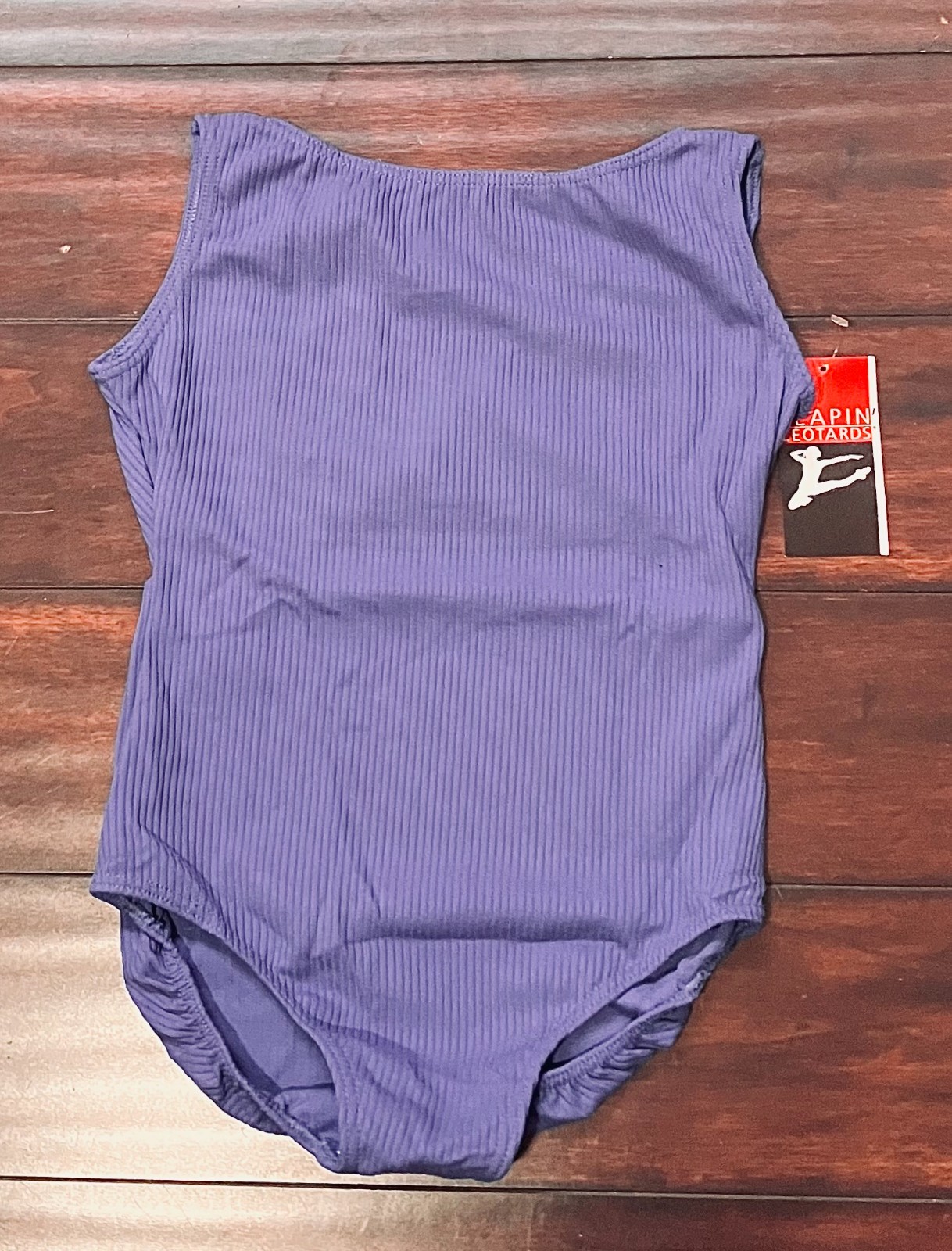 NWT Leapin‘ Leotards Large Adult Purple Ribbed Boatneck Ballet Dance Leotard