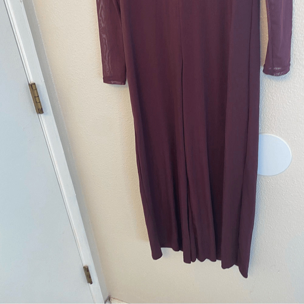 WEISSMAN Balera Dance Costume burgundy Culotte Unitard With Mesh MJ11187 SA