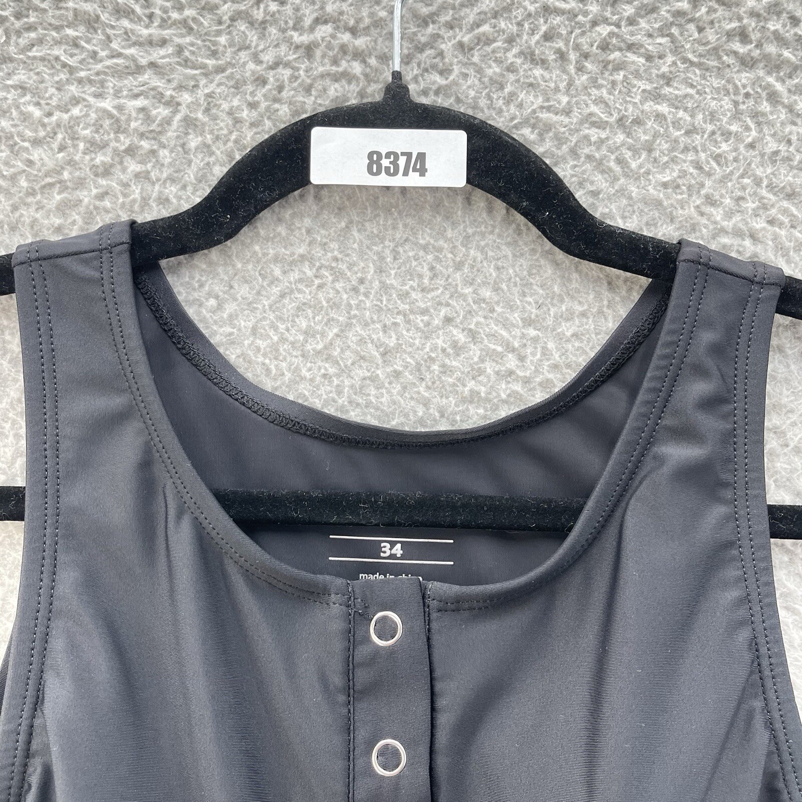 Baleaf Leotard Women 34 Black Henley Neck Performance Stretch Bodysuit Dancewear