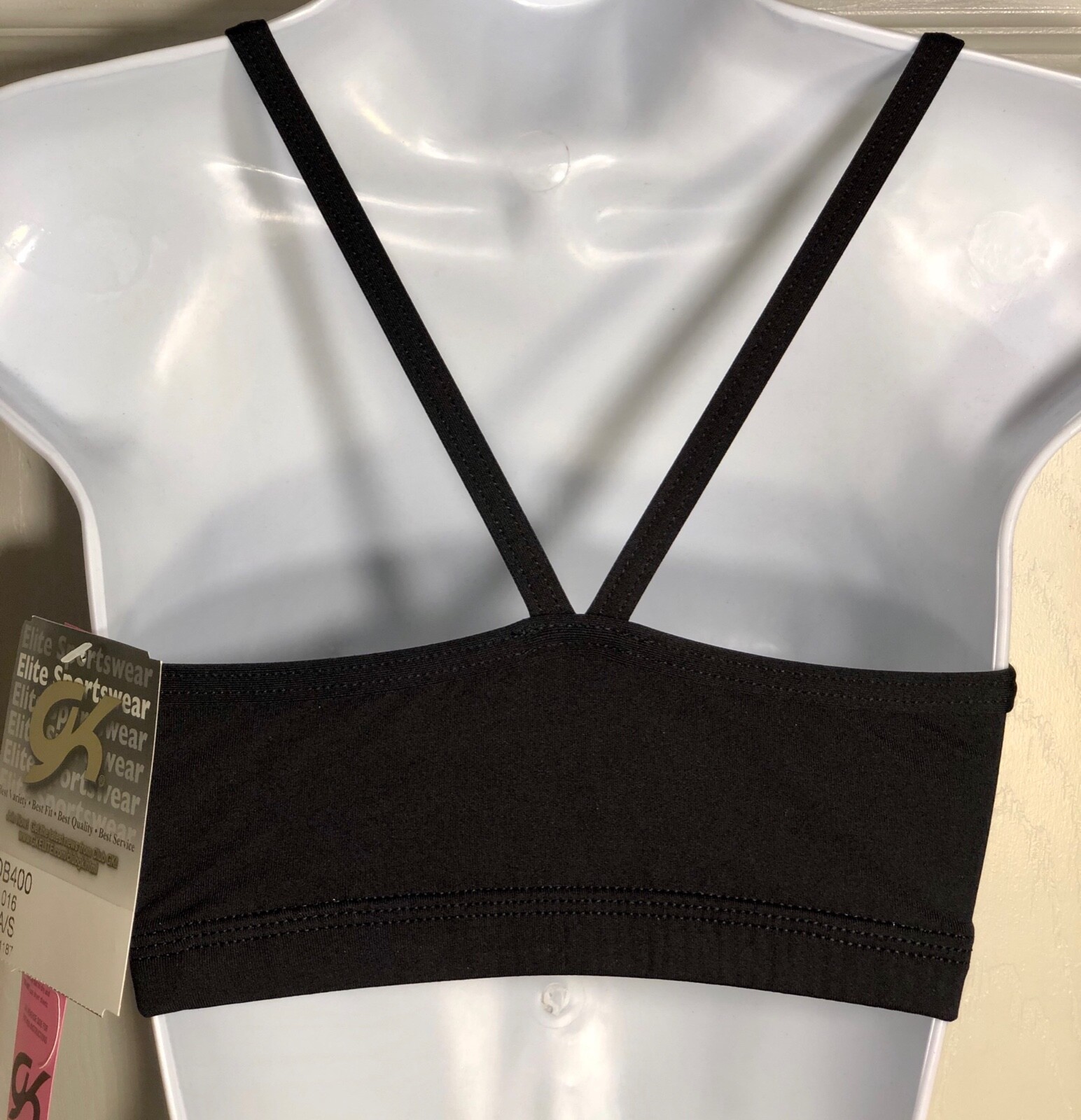 GK ELITE DANCE SPORTS TOP ADULT SMALL BLACK SYLKTECH V-BACK AS NWT!