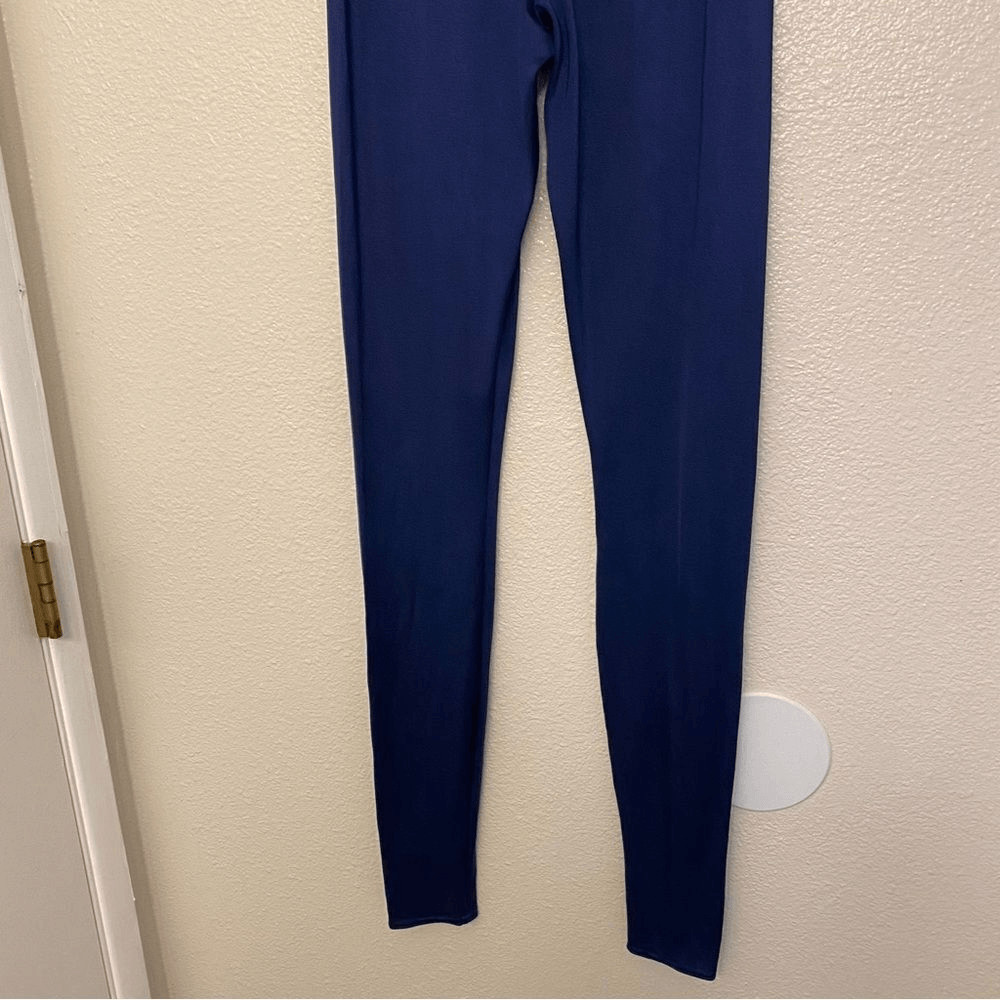 Kelle dance 2 piece blue mesh flocked crop top leggings pants light switch MA
