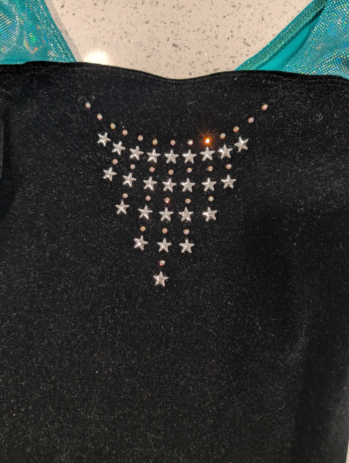 BEAUTIFUL GK Elite Extra Small Gymnastics Dance Long Sleeve Velour HOLOGRAPHIC