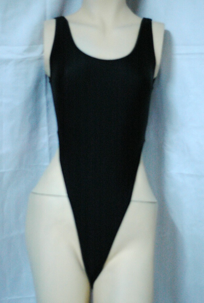 Black Cotton Thong Spandex Leotard for Women Size 10 Small