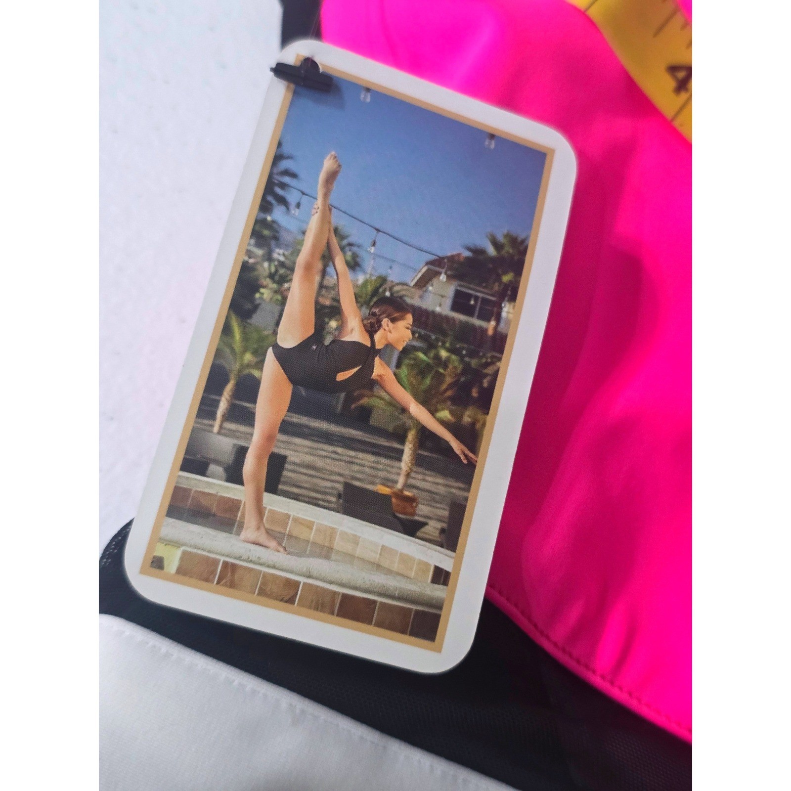 Kandi Kouture Neon Pink Black White Colorblock Dance Leotard AL High Neck Mesh