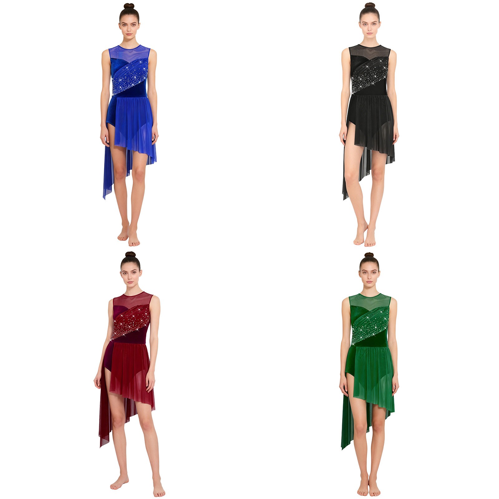 Women Dancewear Competition Dress Jazz Costumes Holiday Leotard Party Irregular