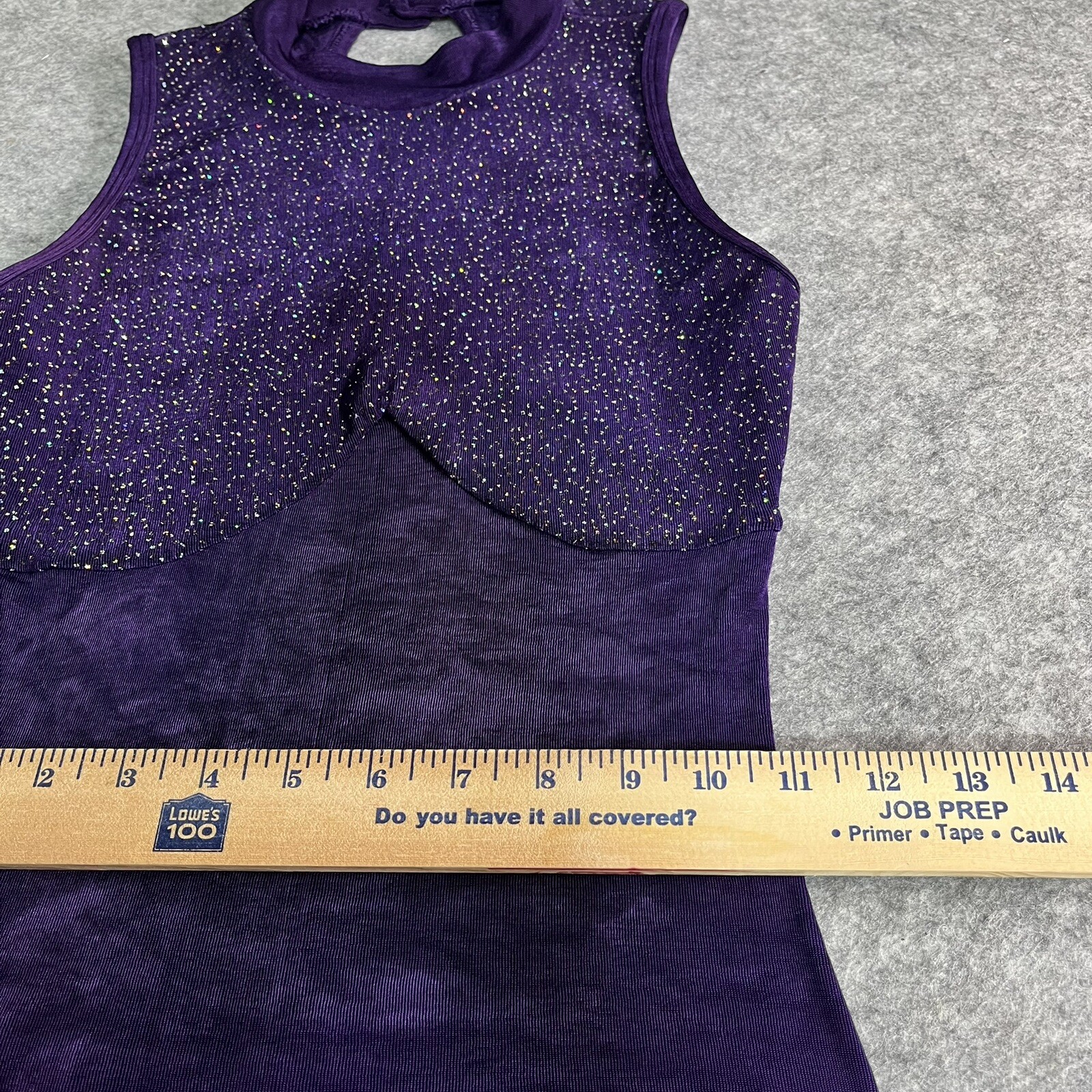 Vintage 80s Body Wrappers Full Leotard Dance Unitard Women M Purple Beaded