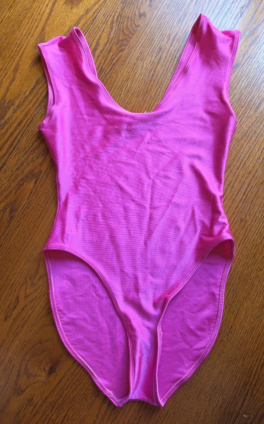 VTG 80s Stevi Brooks Retro Pink Leotard Bodysuit Size M USA Aerobics Prop READ