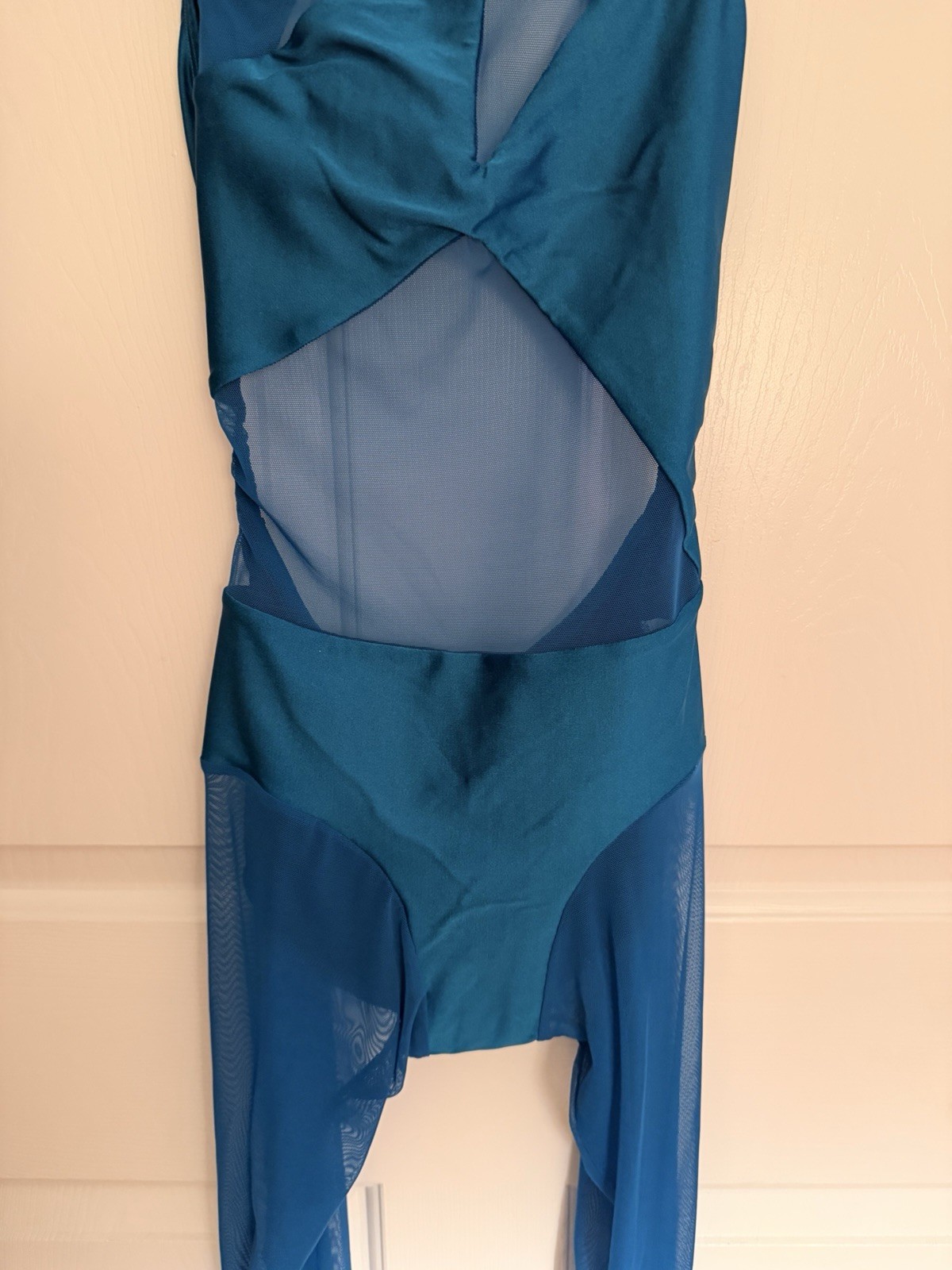 aa dancecostumes Teal Mesh Unitard, Custom Piece, Women’s Sz Small