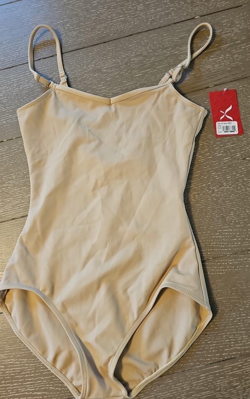 NWT Capezio LARGE Nude Leotard Bodysuit Adjust Strap TB1420