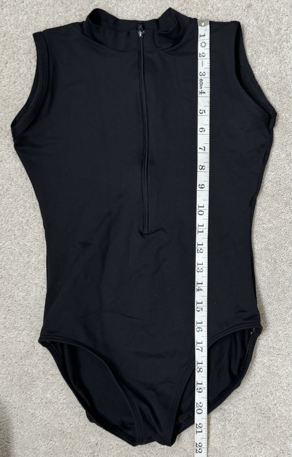 Eurotard Zip Front Leotard Size Large Black Mock Neck