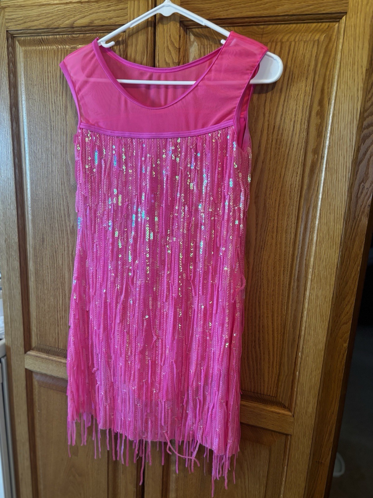Weissman Dance Pink Fringe Unitard Sparky Flapper Costume Adult Size Medium