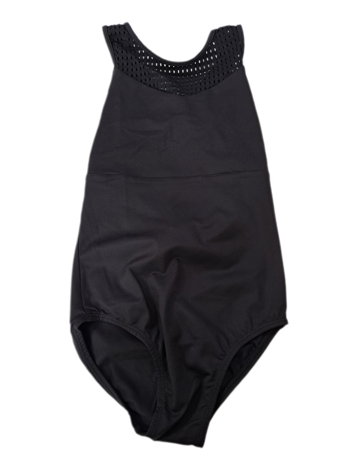 Aja VTG Strappy Crossback Belted Mesh Tank Leotard Black Women’s AS Size S