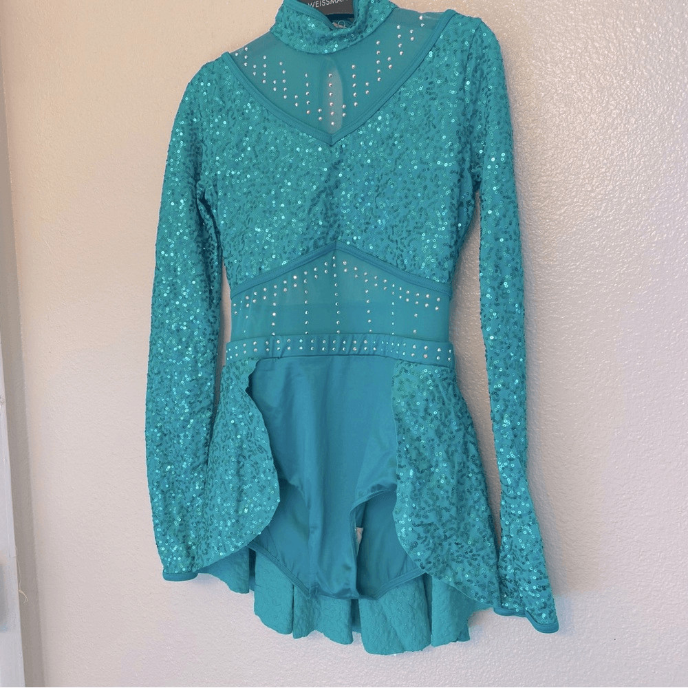 WEISSMAN Elite Dance Costume Kelly green sequin Crazy What Love Can Do 14913 SA