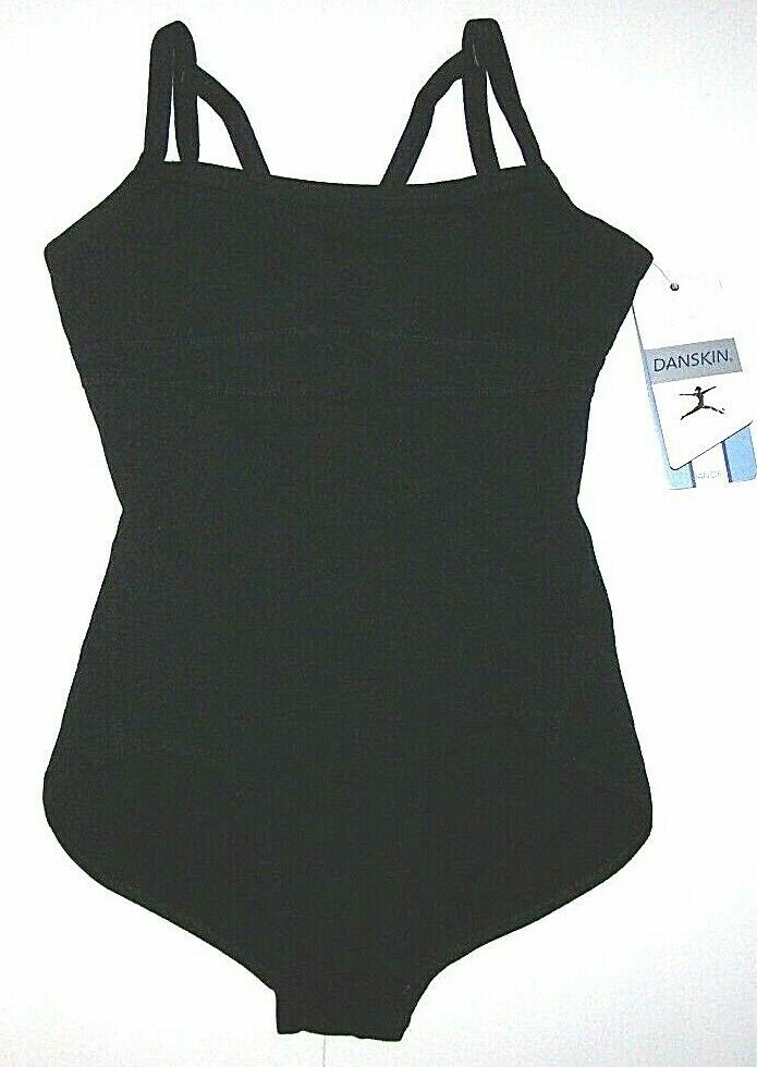 Danskin Leotard Bodysuit Camisole Cross Back Strappy Back # 3806 Black New Women