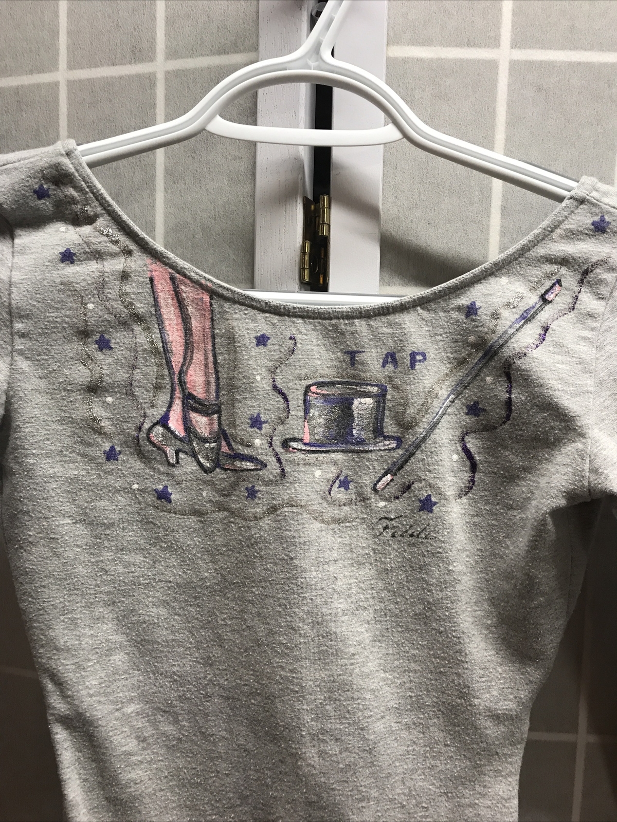 Capezio Long Sleeve Grey Hand Painted Leotard Adult M