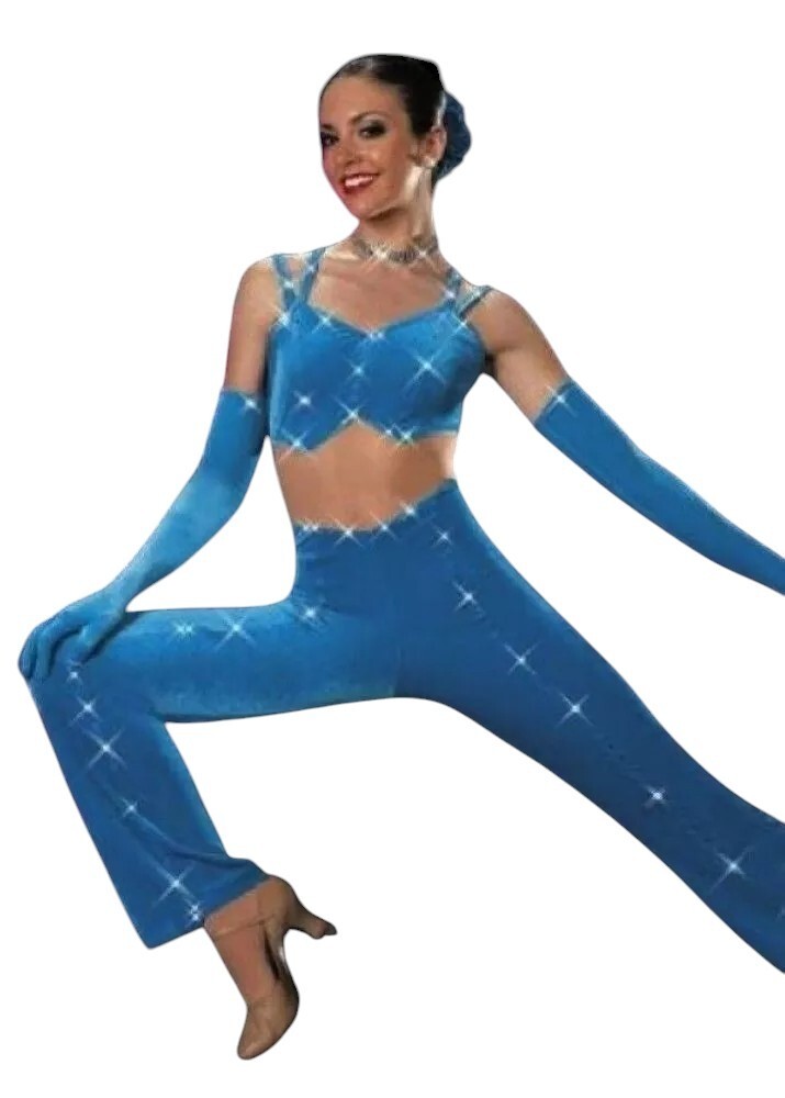 Strut Your Stuff Adult XL Dance Costume Peacock Rhinestone Jumpsuit NO Gloves